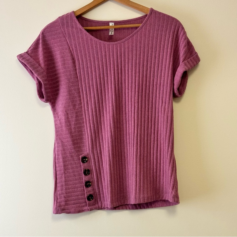 PerSeption Concept Knit Dusty Rose Knit Blouse Top Size Large